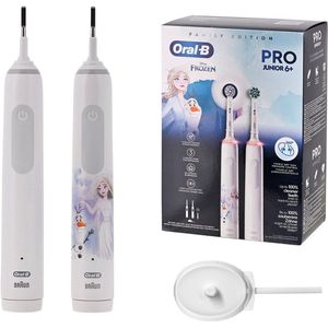 Oral-B Pro Family Pack 1x Oral B Pro 3 3000 White + 1x Oral B Junior Frozen - Elektrische tandenborstel duo