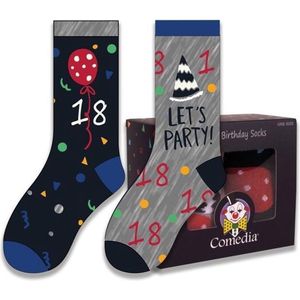 Witbaard Cadeausokken 18 Jaar Polykatoen Blauw/grijs 2-delig