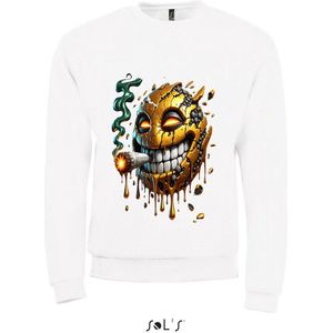 Sweatshirt 2-224 Sweatshirt Emoi goud met peuk - Wit, 4xL
