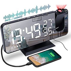 Digitale Projectiewekker met FM-radio en USB-aansluiting - 7 inch LED scherm