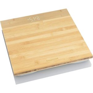 Weegschaal digitale bamboe personenweegschaal tot 180 kg - badkamerweegschaal met automatische uitschakeling en onzichtbare LED-indicatie