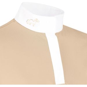 Kentucky Horsewear - Wedstrijdshirt Sammy – Meisjes – Korte Mouw – Beige – Maat 120 – Ademend & Elastisch