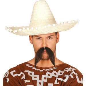 2x stuks naturel sombrero/Mexicaanse hoed 45 cm - Mexico thema verkleedkleding hoeden voor volwassenen
