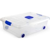 PlasticForte - Opslagbox - Transparant - 31L - 62 x 45 x 18 cm - Met Deksel - Opbergbak Met Wielen