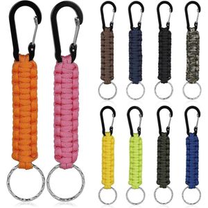 10 x Sleutelhangers paracord met korte band karabijnhaak voor reizen kamperen sport - Wit