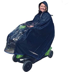 Waterdichte poncho voor elektrische rolstoel en scooter - Italiaanse design regenjas voor rolstoelgebruikers - Maat L (Donkerblauw)