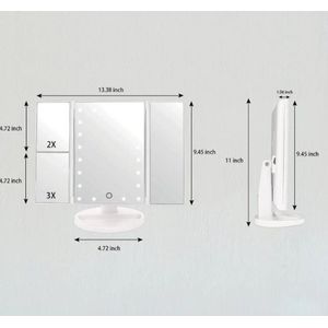 De Fleur - Hollywood Spiegel met verlichting met vergotingsmogelijkeid (22 Led verlichting) - visagie spiegel 34.5x24cm inklapbaar - hollywood spiegel bright vanity beauty - hollywood mirror - Opladen met batterij en USB - HD spiegel - 10x vergoten