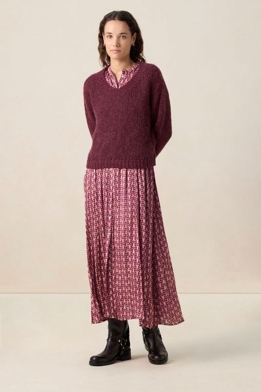 Sissy-Boy - Donkerrode trui met V-hals