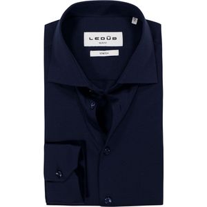 Ledûb - Slimfit Shirt - Donkerblauw - Luxury Knit - Lange Mouw - 100% Katoen
