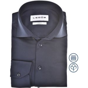 Ledûb - Slimfit Shirt - Donkerblauw - Luxury Knit - Lange Mouw - 100% Katoen