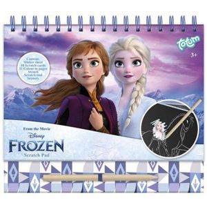 Disney Frozen Totum doeboek kraskaarten sticker en kleurboek scratch art met prinsessen Elsa en Anna A5 junior scratch art doeboek - 24 delig 21 X 23,5 cm harde kaft