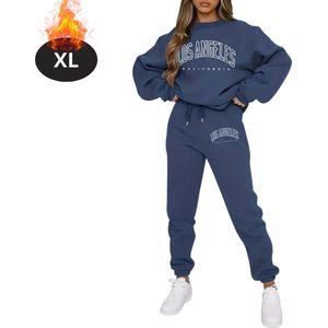 Nivard Joggingpak - Huispak - Volwassenen - Trainingspak - Comfortabel - Joggingsbroek - Tracksuit - Dames - Marineblauw - XL