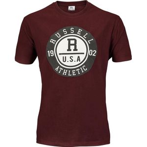 Russell Athletic - Men SS Crewneck Tee - Heren Shirts - S - Bordeaux
