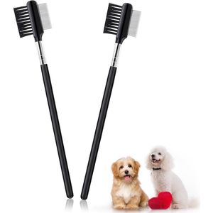 Tear Stain Verwijderaar Kam voor Honden - Dubbele Kop - Voor Kleine Honden - Metaal - Oogkorst Verwijdering - Verzorgingskam - Set van 2