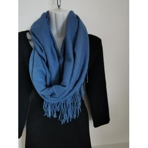 Sjaal – Pashmina - Blauw - wintersjaal - Warm - Zacht - Unisex - 180X70cm - gratis sjaal ring van twv € 7.99