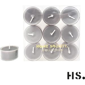 Home Society -Waxinelichtjes - Theelichtjes - 9 stuks - Grijs