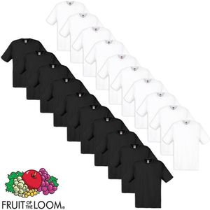 Fruit of the Loom Origineel T-shirt katoen wit en zwart 20 stuks L