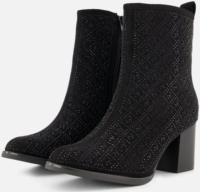 POSH by Poelman - Enkellaarsjes - Zwart - Textiel