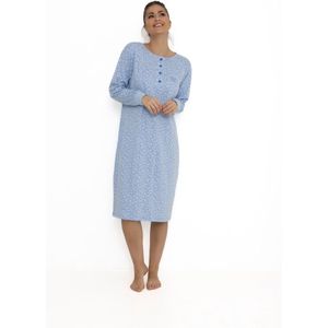 Cocodream - Dames nachthemd - Lange mouw - Interlock - Blauw - Maat M