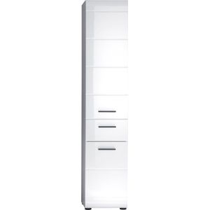 Trendmeubel- SkinGloss kolomkast 2 deuren, 2 laden wit, wit hoogglans.