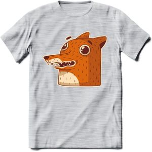 Friendly fox T-Shirt Grappig | Dieren vos Kleding Kado Heren / Dames | Animal Skateboard Cadeau shirt - Licht Grijs - Gemaleerd - XL