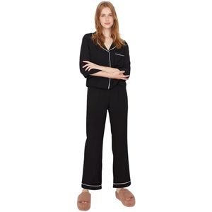 Trendyol Roze-Veelkleurige Gestreepte Viscose Geweven Pyjamaset Thmaw21Pt0292