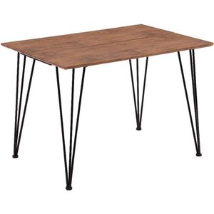 Rechthoekige eettafel van hout, retro industrieel design, keukentafel met metalen poten, voor eetkamer en woonkamer, bruin