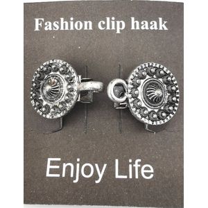Vestsluiting - clip met haakje - Zeeuwse knoop - voor - vest - sjaal - omslagdoek in kleur antiek zilver look.