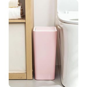 Poussez Top deksel prullenbak afvalemmer afvalemmer voor keuken badkamer 8 l (roze)