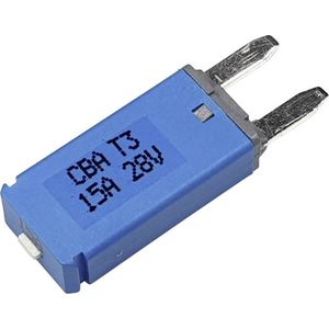Hansor Circuit Breaker Mini, type 3. Manual Reset, 15A CBA3 Series 15A Zekeringautomaat standaard vlakzekering 15 A Bla