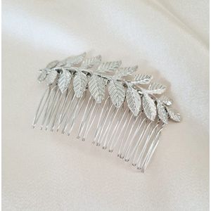 Zilverkleurige Haarkam - Youhomy accessoires haarsieraden- Hair jewelry Insteekkam 8,9X5 CM- Haar accessoire- Haarspelden-Haarsieraad Bruid| Feest| Gala