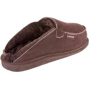 LuLu- Bruine Leren heren instappers /pantoffels met rubberen zool,gevoerd met schapenvacht - Maat 47