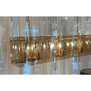 mbc-living - Aqua gold - fume glas met brons metaal - 9 x e14 - L110cm x W20cm x H135cm ( max )