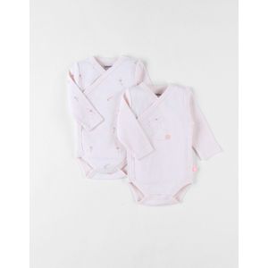 Noukie's - Bodyset - Rompertjes - Roze - konijn ,bloempje - lange mouwen - 0 maand 50