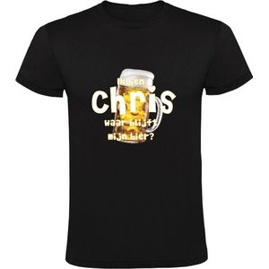 Ik ben Chris, waar blijft mijn bier Heren T-shirt - cafe - kroeg - feest - festival - zuipen - drank - alcohol