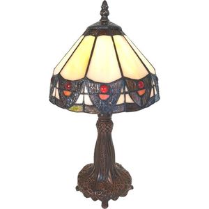 LumiLamp Tiffany Tafellamp Ø 20*34 cm E14/max 1*25W Beige Kunststof, Glas Tiffany Bureaulamp Tiffany Lampen