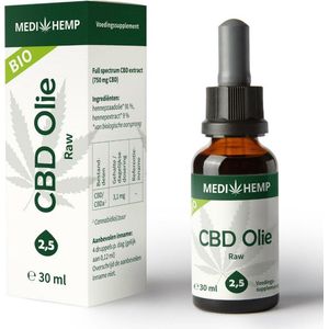 Medihemp CBD Olie RAW 2,5% (30ml)