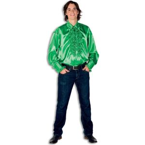 Wilbers & Wilbers - Jaren 80 & 90 Kostuum - Dolle Disco Ruches Blouse Groen Man - groen - XS - Carnavalskleding - Verkleedkleding