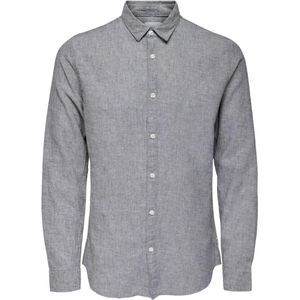 Only & Sons Overhemd Onscaiden Ls Solid Linen Shirt Noos 22012321 Dress Blue Mannen Maat - XL