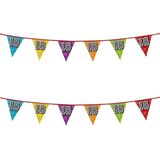 2x stuks vlaggenlijnen met glitters 18 jaar thema feestartikelen - Verjaardag versieringen - 8 meter - Plastic