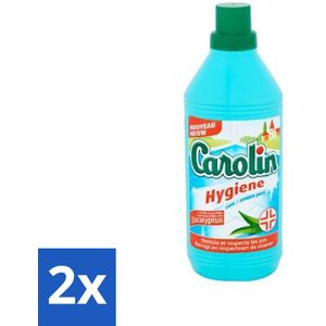 Carolin - Vloerreinigingsmiddel - Zonder Javel - Met Eucalyptus - 1 L - Voordeelverpakking - 2 stuks