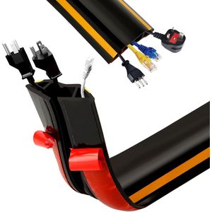 Kabelgoot bodem 5 cm kabelbrug - 3 meter - zwarte vloer voor kantoor en werkplaats