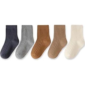 5 paar - Kindersokken - 3 tot 5 jaar oud - Kindersokken jongens - Katoen - Kinderkousen - Kindersokken voor alle seizoenen - Jongens en Meisjes - Kindersokken jongens - Kindersokken meisjes - Kindersokken sport - 24-27