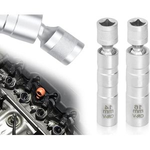 Inovra - Universele Magneet Bougiesleutel 14 mm/16 mm - 2 Stuks - Draaibaar - Dunwandig - Autoreparatieset Gereedschap