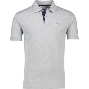 Gant - Heren Polo SS Regular Fit Contrast Pique Rugger Polo - Grijs - Maat XL