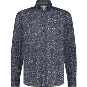 State of Art - Overhemd Bloemen Blauw - Heren - Maat XL - Regular-fit