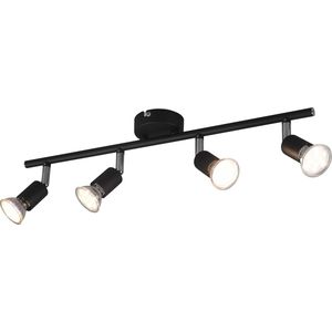 LED Plafondspot - Torna Pamo - GU10 Fitting - 4-lichts - Rond - Mat Zwart - Aluminium