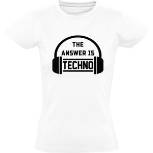 The answer is techno Dames t-shirt | dj | muziek | techno | technomuziek | festival | grappig | cadeau | Wit