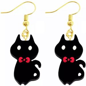 Akyol - Katten oorbellen- Zwart - Katten oorhangers -Cadeau - sieraad - Cat - dieren oorbellen - dieren - Poes - Sieraad - oorbel - oorhangers boerderij – cadeau-carnaval - gift