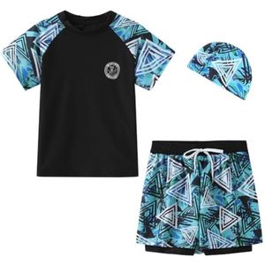 3-delig Zwempak voor Kinderen - Badmode Set met Zwemshirt, Zwemshorts en Badmuts